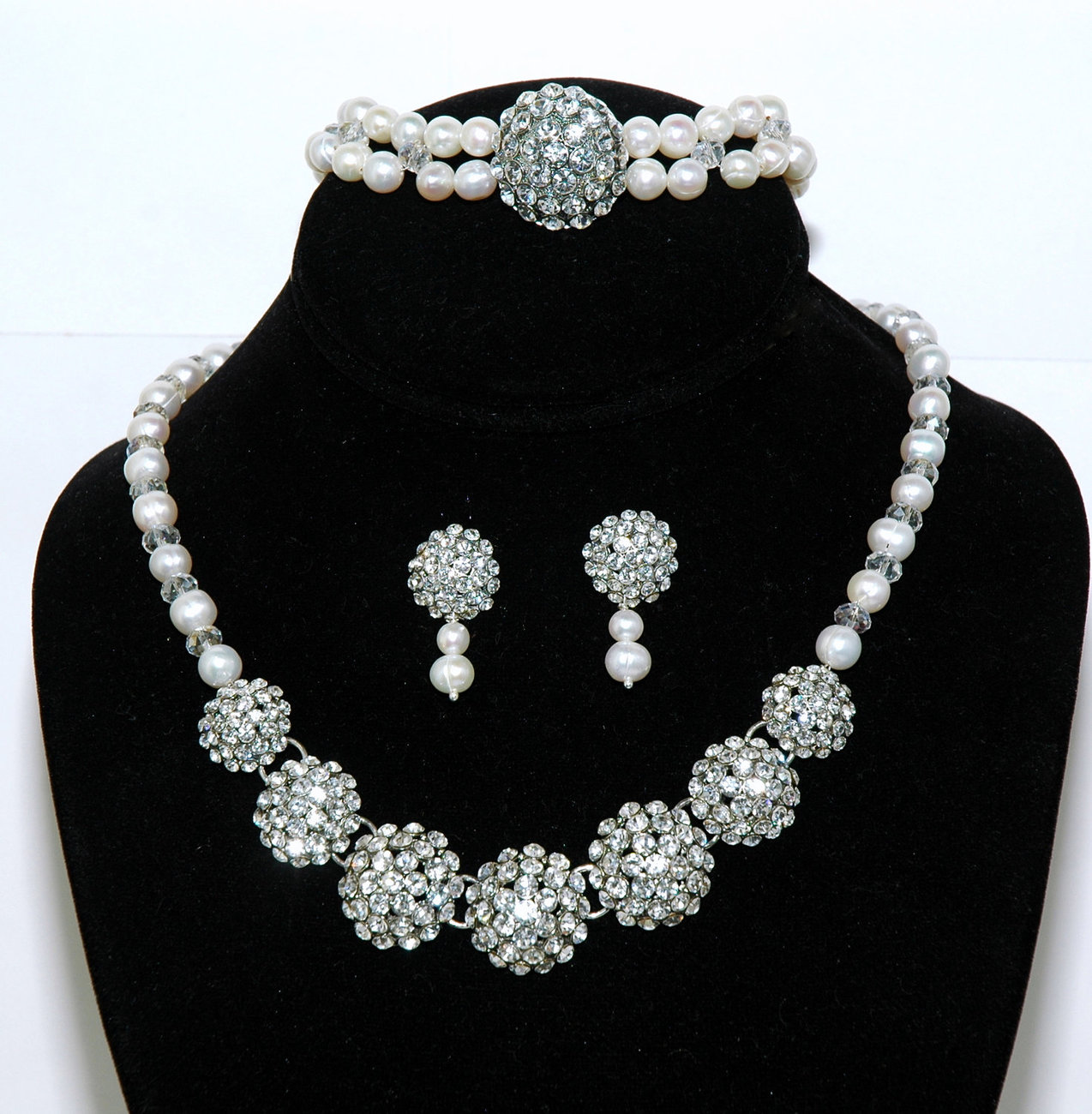 Vintage Style Bridal Necklace Pearl Set Bridal